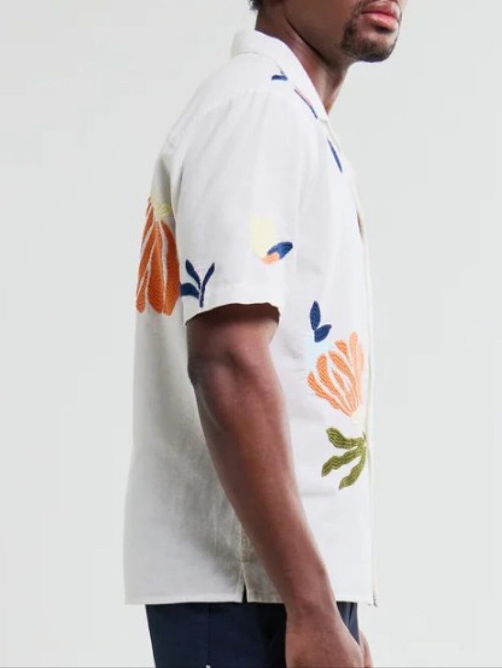 Wax London Ecru Short-Sleeve Embroidered Flower Shirt - Picture 5 of 7